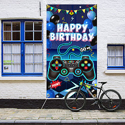 Cartel de banner colgante de poliéster, Decoración de fiestas suministros celebración telón de fondo, Rectángulo, azul oscuro, 180x110 cm