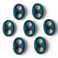 Connecteurs de liens en acrylique de style caoutchouté, ovale, sarcelle, 32.5x22x10mm, Trou: 10x9.5mm