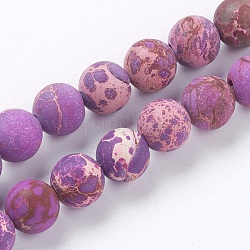 Fili di perle di diaspro imperiale naturale, tinto, smerigliato, tondo, medio orchidea, 8mm, Foro: 1 mm, circa 51pcs/filo, 15.3 pollici (39 cm)