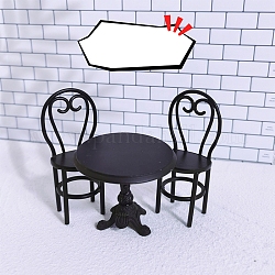 Set tavolo e sedia in lega in miniatura, accessori per la casa delle bambole in micro paesaggio, fingendo decorazioni di scena, nero, 56x48mm