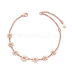 Bracelets à maillons en laiton Shegrace, avec des chaînes câblées, marguerite, or rose, 6-1/2 pouce (165 mm)