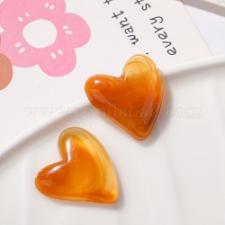 Cabochons di opaco resina, imitazione agata, cuore, cioccolato, 21x20mm