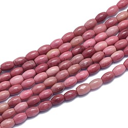 Chapelets de perles en rhodonite naturelle, riz, 6.5~7x4~4.5mm, Trou: 0.6mm, Environ 57 pcs/chapelet, 14.96 pouce (38 cm)