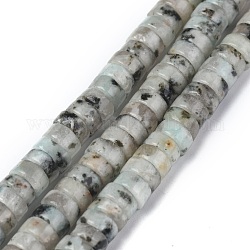 Jaspe de sésame naturel / perles de jaspe kiwi, perles heishi, Plat rond / disque, 6x3mm, Trou: 1mm, Environ 119~131 pcs/chapelet, 14.76~15.74 pouce (37.5~40 cm)