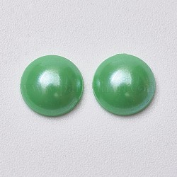 Cabochons acrilico, perla imitato, rotondo e piatto, verde, 8x3mm