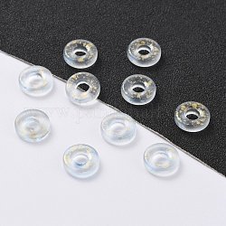 Perle di vetro smerigliato, con polvere di scintillio, Disco / rotondo piatta, azzurro, 11x3mm, Foro: 4 mm