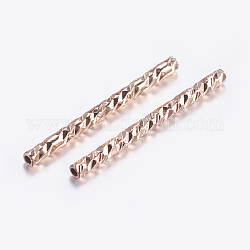 Brass Tube Beads, Tube, Faceted, Rose Gold, 19.5x1.5mm, Hole: 0.5mm