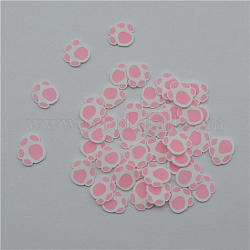Cabujones de arcilla polimérica hechos a mano, pata de perro, rosa, 5~6.5x5~6.5x6mm