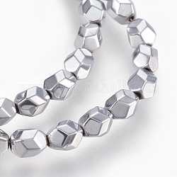 Chapelets de perles hématite électrolytique synthétique sans magnétique, ovale, facette, platinée, 5x4x4mm, Trou: 0.7mm, Environ 80 pcs/chapelet, 15.7 pouce (40 cm)