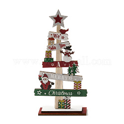 Christmas Theme Wood Display Decorations, for Home Office Tabletop, Christmas Tree, Santa Claus, 112x39.5x215mm
