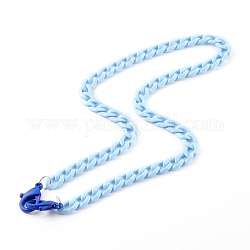 Collares de cadena de encintado acrílico personalizados, cadenas de gafas, cadenas de bolsos, con cierres de langosta de plástico, azul acero claro, 24 pulgada (61 cm)
