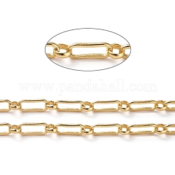 Cadenas figaro latón, anillo y cadenas de eslabones ovales, Plateado de larga duración, soldada, con carrete, real 18k chapado en oro, 9x4x0.8mm, aproximadamente 16.4 pie (5 m) / rollo