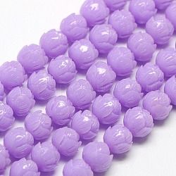 Lotus Flower Synthetic Coral Beads Strands, Dyed, Lilac, 10mm, Hole: 1mm, about 40pcs/strand, 14.56inch