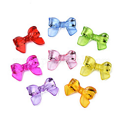Transparent Acrylic Beads, Bowknot, Mixed Color, 24x33x7mm, Hole: 1.8mm, about 220Pcs/500g