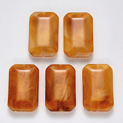 Imitation Gemstone Acrylic Beads, with Glitter Powder, Faceted, Rectangle, Sandy Brown, 39.5x24.5x9mm, Hole: 2mm, about 70pcs/500g