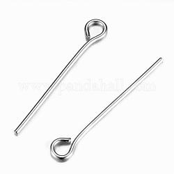 304 Stainless Steel Eye Pin, Stainless Steel Color, 20mm, Hole: 1.9x2mm, Pin: 0.7mm