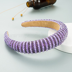 Bling Bling Haarband aus Glasperlen, Kopfbedeckung mit breitem Rand, Party-Haarschmuck für Frauen und Mädchen, Flieder, 30 mm
