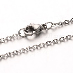 304 Edelstahl Kabelkette Halsketten, mit Karabiner verschlüsse, Edelstahl Farbe, 19.70 Zoll (50 cm).