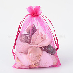 Bolsas de regalo de organza con cordón, bolsas de joyería, banquete de boda favor de navidad bolsas de regalo, rojo violeta medio, 18x13 cm
