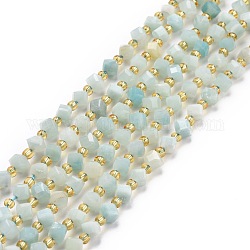 Natur Amazonit Perlen Stränge, mit Glasperlen, facettiert, diagonale Würfelperlen, 5~6x5~6x4~5 mm, Bohrung: 1 mm, ca. 49~55 Stk. / Strang, 15.35''~15.75'' (39~40 cm)