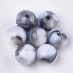 Perles acryliques, style de pierres fines imitation, ronde, gris clair, 8x7.5mm, Trou: 1.6mm, environ 1850 pcs/500 g