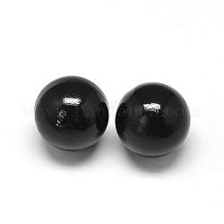 No Hole Spray Painted Brass Round Smooth Chime Ball Beads Fit Cage Pendants, Black, 18mm