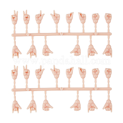 Abs plastica bjd accessori gesto bambola, forniture per bambole fai da te, peachpuff, 138x66x5.7mm, mano: 22~29x10.5~15mm, 14 pc / set
