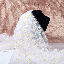 Benecreat 4ヤードデイジーフラワープリント生地  ホワイトチュールレースリボンウェディングドレススカート diy の縫製装飾クラフト用品