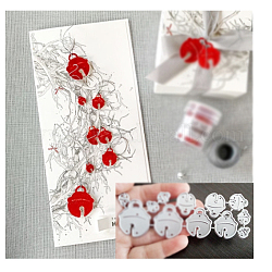 Weihnachtsglocke Kohlenstoffstahl Stanzschablonen, für DIY Scrapbooking / Fotoalbum, Dekorative Prägepapierkarte aus Papier, Platin matt Farbe, 11.2x4x0.08 cm