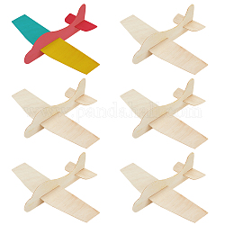 Olycraft 6 ensemble d'avion en bois à faire soi-même, modèle d'avion en bois inachevé, kit d'avion artisanal vierge, avion en bois naturel balsa pour fête d'anniversaire, carnaval, artisanat d'art – 8.5x10.1x2.4,[1] cm