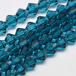 Chapelets de perles en verre bicone d'imitation de cristal autrichien, AA grade, facette, bleu acier, 5x5mm, Trou: 1mm, Environ 59 pcs/chapelet, 11 pouce