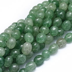 Perles vertes naturelles quartz fraise brins, tambour, 11~13x10~11mm, Trou: 1mm, Environ 32 pcs/chapelet, 15.55 pouce (39.5 cm)