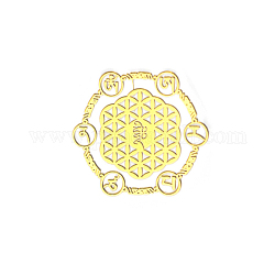Adesivi decorativi autoadesivi in ottone chakra, decalcomanie in metallo placcato oro, per lavori fai da te in resina epossidica, esagono, 30mm