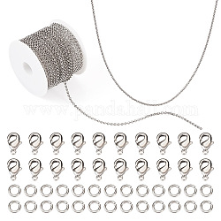 Pandahall DIY Chain Bracelet Necklace Making Kit, Including 5M Brass Rolo Chains, Clasps, Jump Rings, Platinum, 4~10x2~5x0.7~3mm, Hole: 1mm