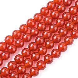 Chapelets de perles en cornaline naturelle, Grade a, teinte, ronde, rouge, 8mm, Trou: 1mm