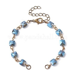 Realizzazione di braccialetti con catena a maglie quadrate con perline di vetro sfaccettato, con aragosta artiglio chiusura, adatto per i ciondoli del connettore, dodger blu, 6-1/4~6-3/8 pollice (15.8~16.2 cm)