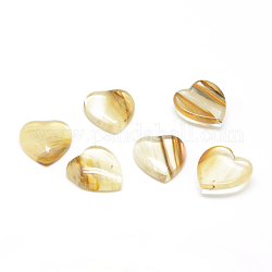 Cabujones de vidrio tigerskin teñido, corazón, 15x18x6mm