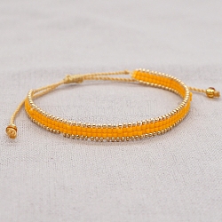 Регулируемые нейлоновые шнур плетеный браслеты из бисера, со стеклянными бисеринами, золотые, 11 дюйм (28 см)