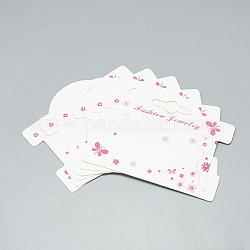 Karton Halskette Grafikkarten, Blumen- und Schmetterlingsmuster, weiß, 7.5x9.5 cm