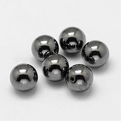 Perlas de hematita sintética no-magnética, medio-perforado, redondo, 6mm, agujero: 1 mm