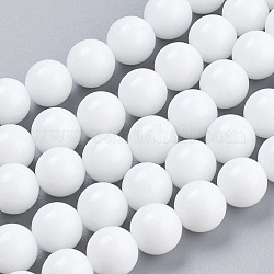 Opache perle di vetro fili, imitazione agata bianca, tondo, bianco, 10mm di diametro, Foro: 1 mm