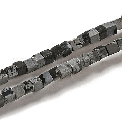 Granos de obsidiana de copos de nieve naturales hebras, cubo, 2~2.5x2.5~3.5x2.5~3mm, agujero: 0.4 mm, aproximamente 157~165 pcs / cadena, 14.96~15.75'' (38~40 cm)