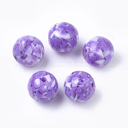 Abalorios de resina, imitación de piedras preciosas estilo, redondo, púrpura medio, 18mm, agujero: 2.5 mm