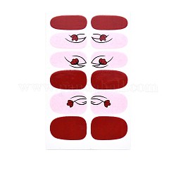 Pegatinas de calcomanías de uñas de cubierta completa de la serie de flores, autoadhesivo, decoración de uñas para mujeres niñas niños, de color rojo oscuro, 25.5x10~16.5mm, 12pcs / hoja