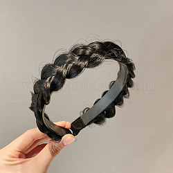 Geflochtene Haarbänder aus Kunststoff im Modestil, mit Zähnen rutschfeste Haarband-Accessoires für Damen, Schwarz, 150x130x45 mm