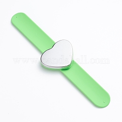 Bracelet magnétique en silicone, pour tenir des épingles à cheveux et des pinces métalliques, cœur, verte, 9-1/4 pouce (23.6 cm), 61mm