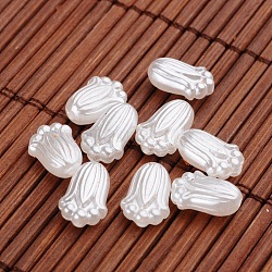 Los abalorios de acrílico de imitación perla de la flor, blanco, 12x8x5mm, agujero: 1 mm