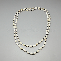 Sea Shell Beaded Multi-strand Necklaces, Double Layer Necklaces, with Glass Beads, Cornsilk, 48.03 inch