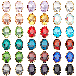 AHADEMAKER 36Pcs 18 Colors Sew on Rhinestone, Glass Rhinestones, with Golden Brass Prong Settings, Faceted, Oval, Mixed Color, 19x14x6mm, Hole: 1.2mm, 2pcs/color