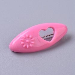 Spille di sicurezza con nastro di plastica, ovale con cuore, roso, 37.3~37.5x15~15.2x9~10mm, 8 pc / set